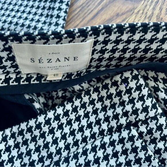 Sezane Clara Trousers High Waist Pants Houndstooth Size 40 - Picture 8 of 9